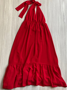 LOVELY RED HALTER DRESS